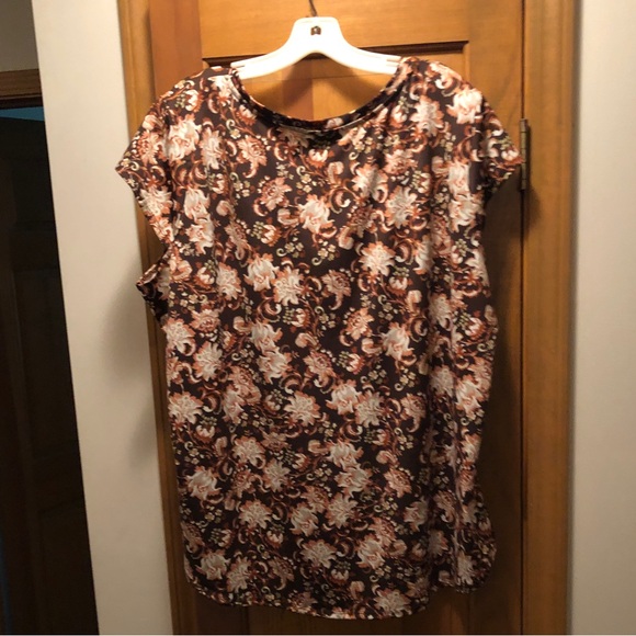 Brown Floral Top Bouse Emaline Woman 2X - Picture 2 of 6